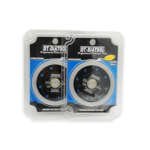 DT-DIATOOL Diamond Tile Blade 4 Inch 2pcs Diamond Turbo X Mesh Rim Segement Circular Saw Blade for Procelain Ceramic Stoneware Marble Granite Fits 5/8"-7/8" Arbor