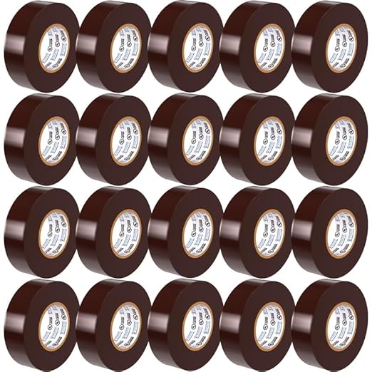OHLECTRIC Professional Grade Vinyl Electrical Tape (20 Pack) Brown - 7 Mil Thick Flame-Retardant, Heat & Weather Resistant 3/4 Inch x 60 Feet | Ideal for Contractors & Electricians