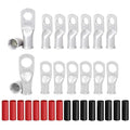 8Pcs 4 AWG 3/8" Stud and 8Pcs 4 AWG 5/16" Stud Heavy Duty Tinned Copper Wire Lugs with 16Pcs Heat Shrink Tubing Ring Terminals 4 Gauge Battery Cable Ends Bare Copper Eyelets