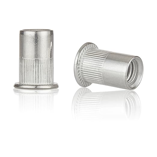 Rivet Nut Installation Tool Set Flat Head Rivnut Threaded Insert Nut Kit SAE & Metric for Metal Heavy Duty Zinc Plated Nutsert (1/4-20(Rivet Nut-60pcs, Stainless))