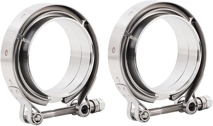 LokoCar 4.0 Inch V Band Clamp with Flange Male Female Stainless Steel 2Pcs