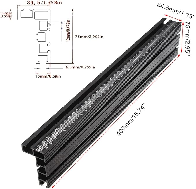 75 Table Saw Fence for Woodworking Accessories, T-Track Miter Saw Fence with Laser Measure - Fits Portable Table Saws, Band Saws and Cabinet Saws (Fence Only)