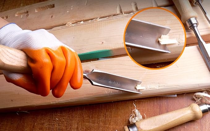 ATOPLEE Wood Chisel Set for Woodworking, 4 pcs Professional Wood Carving Chisel Tool Carpenter Gouge CR-V Steel Semi-Circular Edge Sharp Blade 6mm(1/4")/12mm(1/2")/18mm(3/4")/25mm(1")