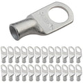 SELTERM 25pcs 6 AWG 3/8" Stud Marine Grade Tinned Copper Battery Cable Lugs, 6 Gauge Ring Terminals, UL Wire Lugs Electrical Battery Cable Ends, Tinned Copper Lugs Battery Terminal Connectors