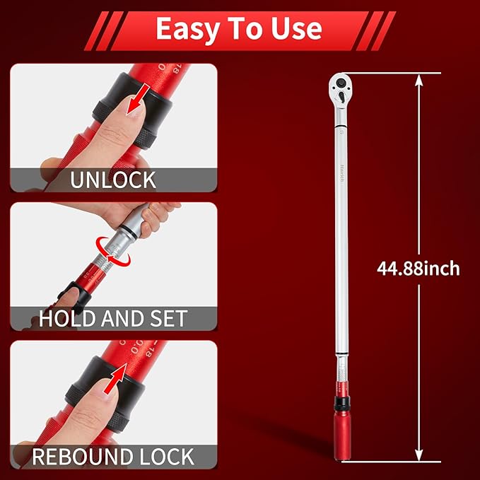 3/4-Inch Drive Click Torque Wrench, Dual-Direction Adjustable 48 tooth 100-700ft.lb/136-949Nm, Professional Inch Pound Torque Wrench, for Maintenance Tool and Product Assembly