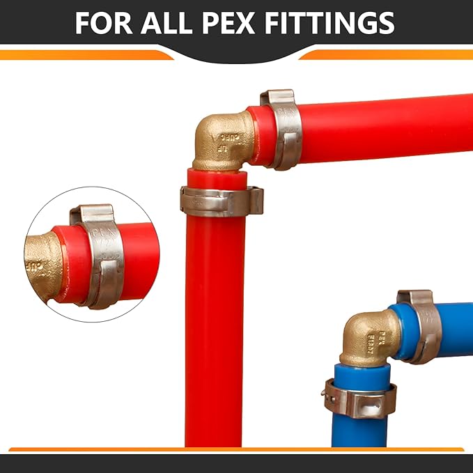 500-PCs HeSun 1/2 Inch PEX Crimp Ring, Premium 304 Stainless Steel Pex Cinch Clamp Ring, CLAMP016-500