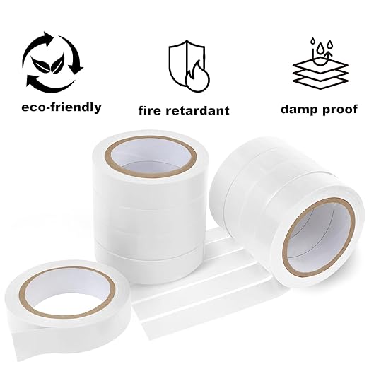 Romeda 9 Pack Electrical Tapes, Electrical Tape Water, Sun, and Oil Resistant, Electrical Tape is Suitable for Most Domestic, Commercial, and Industrial environments - White