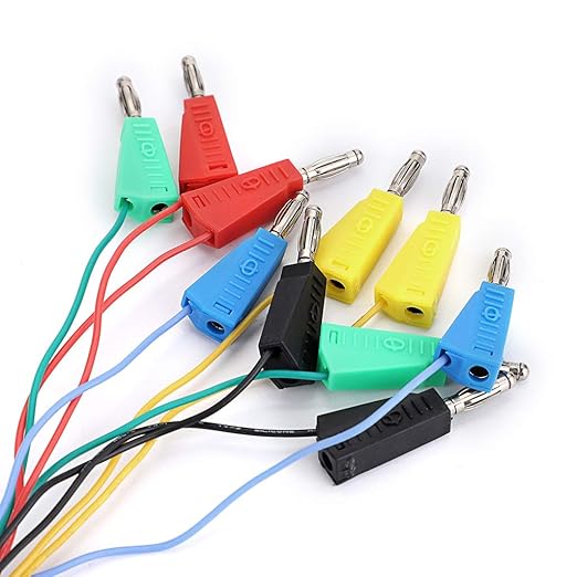Sumnacon Banana Plug Breadboard Wires 10Pcs Stackable Banana Plug to Jumper Wires Flexible Breadboard Female Jumper Cables Silicone Breadboard Jumper Leads for Power Connecting&Multimeter Testing