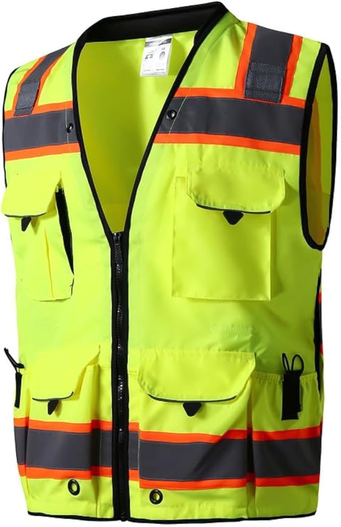 SKSAFETY 12 Pockets Professional level Safety Vest, Class 2 High Visibility Vest, ANSI/ISEA