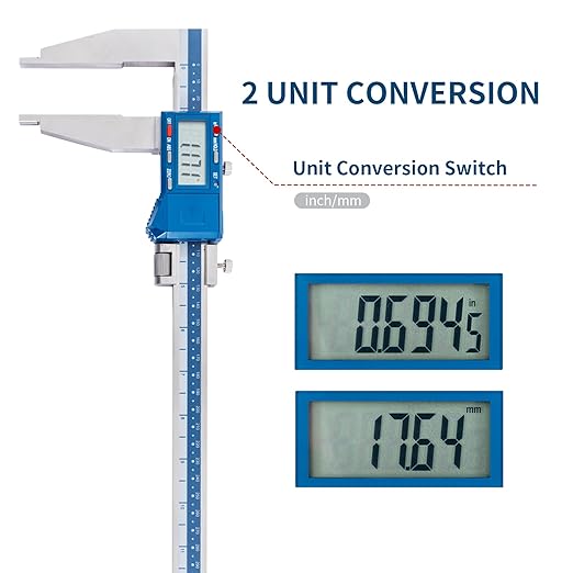 Dasqua 0-12"/300mm Heavy Duty Long Jaw Absolute Origin Digital Caliper, IP54 Stainless Steel Electronic Measuring Tool, in/mm Conversion, Accurary ±0.002"/0.04mm, Resolution 0.0005"/0.01mm