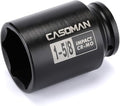 CASOMAN 6-Point 1/2-Inch Drive Deep Impact Socket- 1-5/8" (SAE), CR-MO, 1/2-inch Drive 6 Point Axle Nut Socket for Easy Removal of Axle Shaft Nuts (1-5/8")