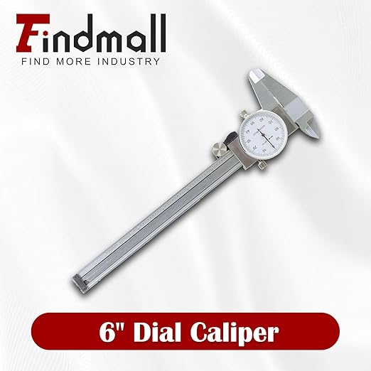findmall 6" Dial Caliper 0.001 Stainless Steel Caliper Measuring Tool 4-Way Measurement with Plastic Case