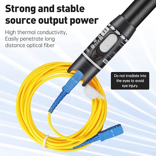 Moocci Visual Fault Locator - VFL Fiber Optic Cable Tester Meter Kit with FC Male to LC Female Adapter - Fiber Optic Tools Tester Detector for LC/FC/SC/ST, Network Cable Test - White