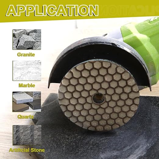 Dry Diamond Polishing Pads 4"/100mm - 8pcs Grit 3000 Polish Pad Kit for Granite Marble Artificial Stone Quartz for Angle Grinder