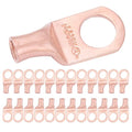 SELTERM 25pcs 8 AWG 3/8" Stud Battery Lugs, Ring Terminals, Heavy Duty Copper Wire Lugs, Battery Cable Ends, 8 Gauge Ring Terminal Connectors, UL Bare Copper Eyelets Electrical Battery Cable Lugs
