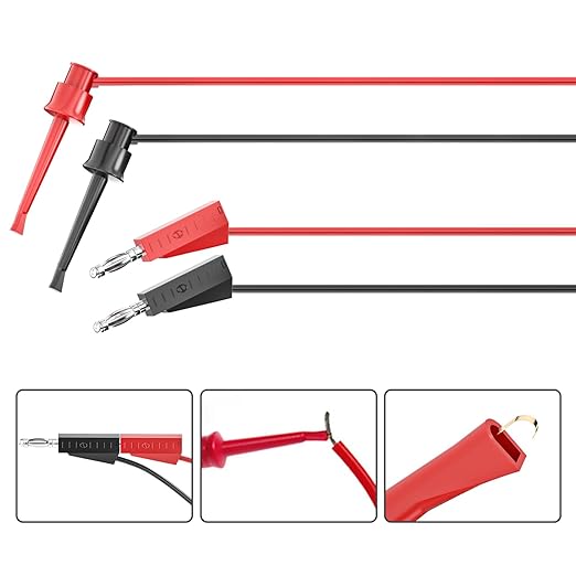 Goupchn Multimeter Test Leads Kit with Push On Alligator Clips Stackable Banana Plug to Test Hook Cable Set for Electrical Testing 1000V 10A