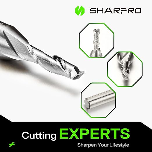 Upcut Spiral Router Bit 1/4 Inch Shank 1/8 Inch Cutting Dia. CNC Up Cut Router Bit Solid Carbide, Ideal for Wood Cutting, Slot Mortise, Engraving
