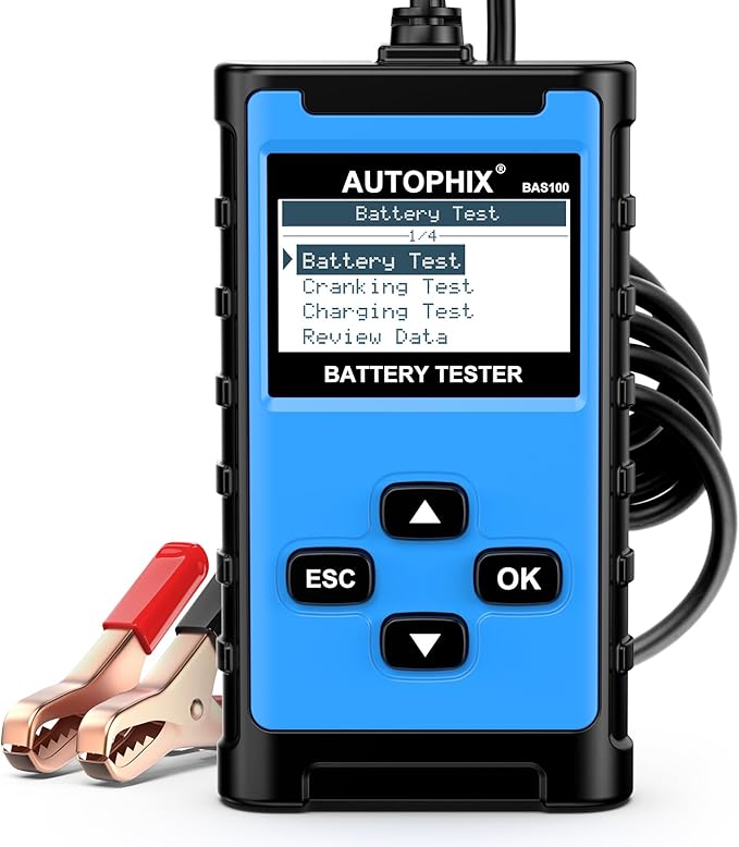 AUTOPHIX BAS100 Car Battery Tester 12V 24V, Accurate Automotive Load Meter Alternator Analyzer 100-2000 CCA Load Tester, Charging & Cold Cranking Test for Cars Truck Motorcycle Boat and More