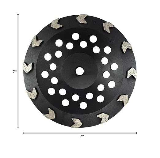Benchmark Abrasives 7 Inch Concrete Grinding Wheel Arrow Type Diamond Cup Wheel with 5/8"-11 Arbor Hole for Masonry, Natural Stone, Concrete Grinding Wheel - Angle Grinder Attachments (7”)