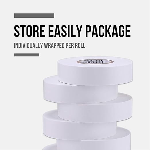 Lichamp 10-Pack White Electrical Tape Waterproof, 3/4 in x 66ft, Industrial Grade UL/CSA Listed High Temp Electrical Tape Electric Super Vinyl