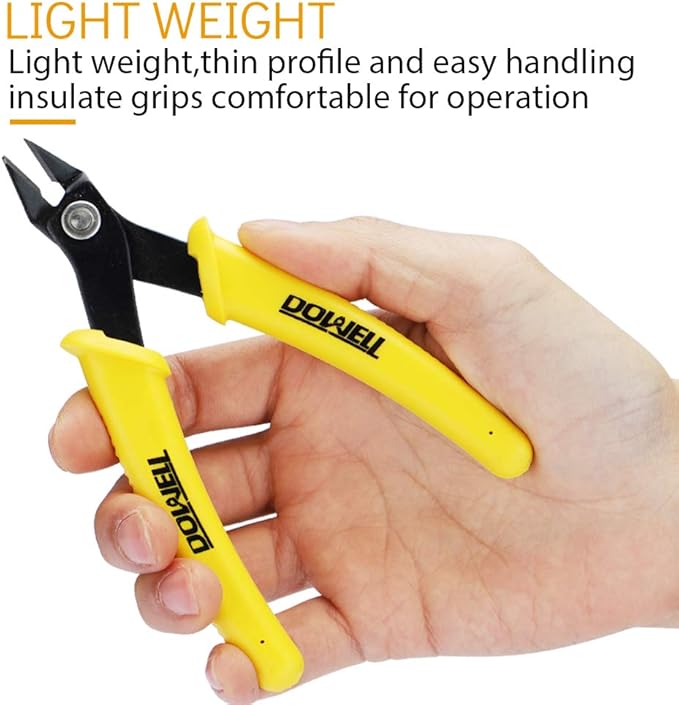 DOWELL Micro Cutter Flush Cutter Electronics Soft Wire Cutters Professional Cutting Copper And Aluminum Wire Cables (2PC)