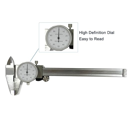 6 Inch Dial Caliper, MFQNENLK 4-Way Measurement Calipers, 0.001 Accuracy Imperial Shockproof Measuring Tool with Plastic Case (Dial Caliper 0-6" Range)