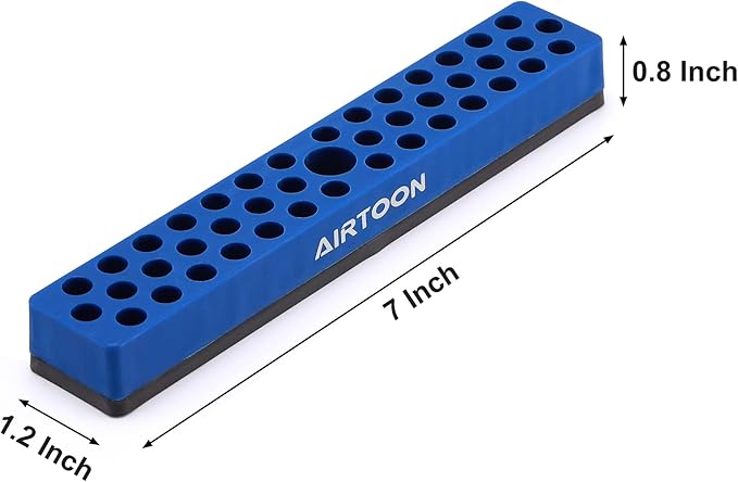 AIRTOON 1/4" Magnetic Hex Bit Holder, 43 Holes Bit Storage with Strong Magnetic Base, Magnetic Screwdriver Bit Organizer, Blue