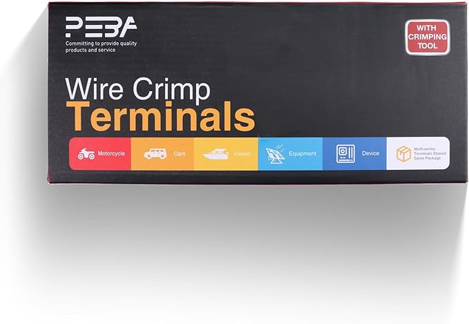 PEBA Spade Terminal Crimping Tool Kit, AWG 24-14 Crimper for Quick Disconnect Male & Female Non-Insulated Terminals 0.110"-0.250", 14 Types Spade Connector Kit - Speaker Terminals Crimping Tool