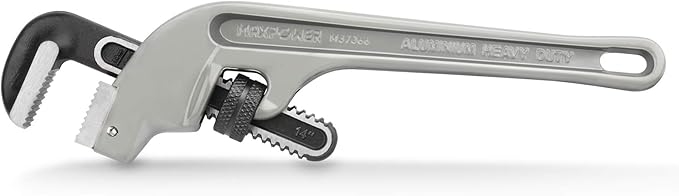 MAXPOWER 14-inch End Pipe Wrench, 45 Degree Aluminum Offset Pipe Wrench, Ideal for Pipe Working Close to The Wall