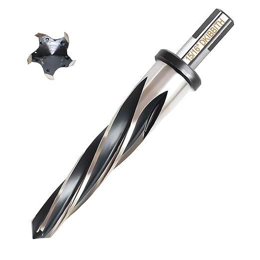 DKIBBITH 15/16" Bridge Construction Reamer Drill Bit, M2 HSS Taper Chucking Reamer for Steel Alloy Metal Wood Plastic, 1/2" Non-Slip Shank, 5-Spiral Flutes Car Reamer, to Align or Enlarge Holes, 24mm