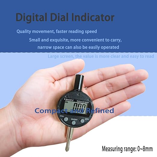 Electronic Digital Dial Indicator,Digital Probe Indicator Dial Test Gauge High Resolution: 0.0005 inch/0.01mm Tool for Lathe Shop Woodworking（zg）.