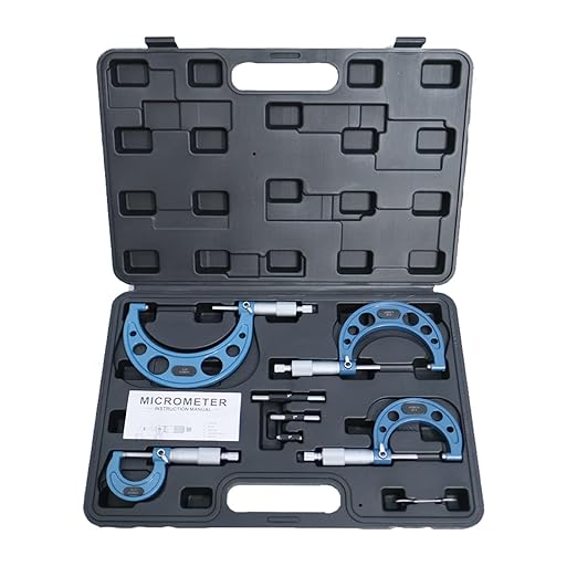 HDLNKAK Outside Micrometer Set, 0-4" Machinist Micrometer, 4 Pcs Machinist Tool Set, 0.0001" Graduation Micrometer Set, Alloy Precision Micrometer, Micrometer Standard Set with Case