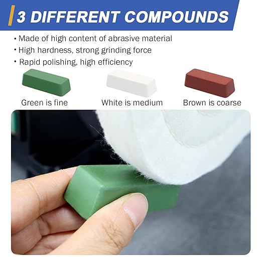 SCOTTCHEN 6inch Buffing Polishing Wheels 1/2" Arbor Hole,2 Pcs Fine (40Ply) for Bench Grinder,with Buffing Polishing Cutting Compound 4 Oz.Kit