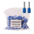Fidioto 500pcs AWG16 Blue Crimp Wire Ferrules Terminals, Screw Terminal Type, Copper, PVC Material