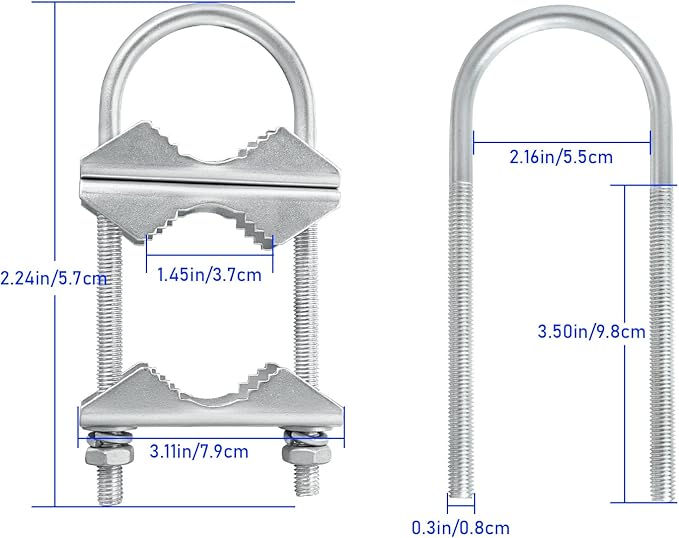 Double Antenna Mast Clamp V Jaw Block with U Bolts, Heavy Duty Mast to Mast Mount Bracket Kit for Outdoor Antenna 6 Sets