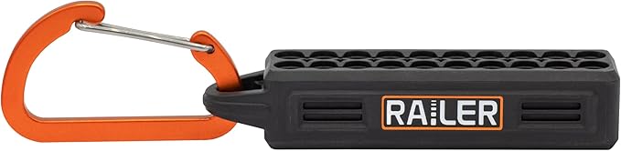 Screwdriver Bit Holder Storage Organizer – Railer 20-Hole Black Bit Holder with Carabiner