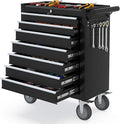 7 Drawers Metal Rolling Tool Chest, Portable Storage Rolling Tool Box, Toolbox on Wheels for Warehouse, Garage, Repair Shop and Tool Room (Black, 7-Drawer)