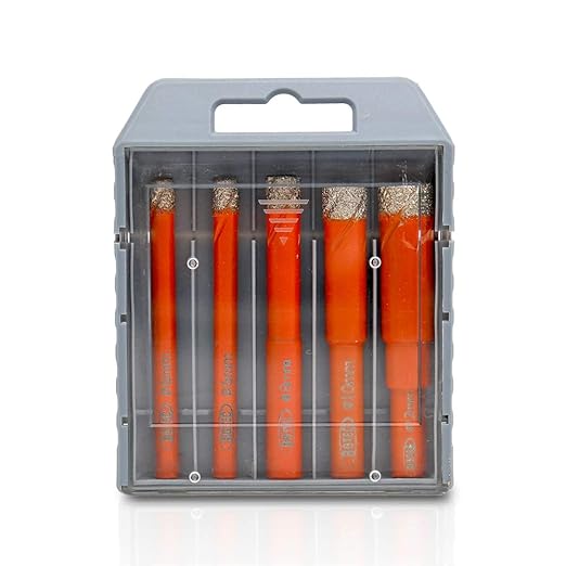 Dry Diamond Drill Bit Set,BGTEC 5pcs 6mm 6mm 8mm 10mm 12mm Hole Saw for Granite,Marble,Masonry, Concrete, Tile/Ceramic, Glass, Hard Plastic,Vacuum Brazed Diamond Core Drill Bit Kit