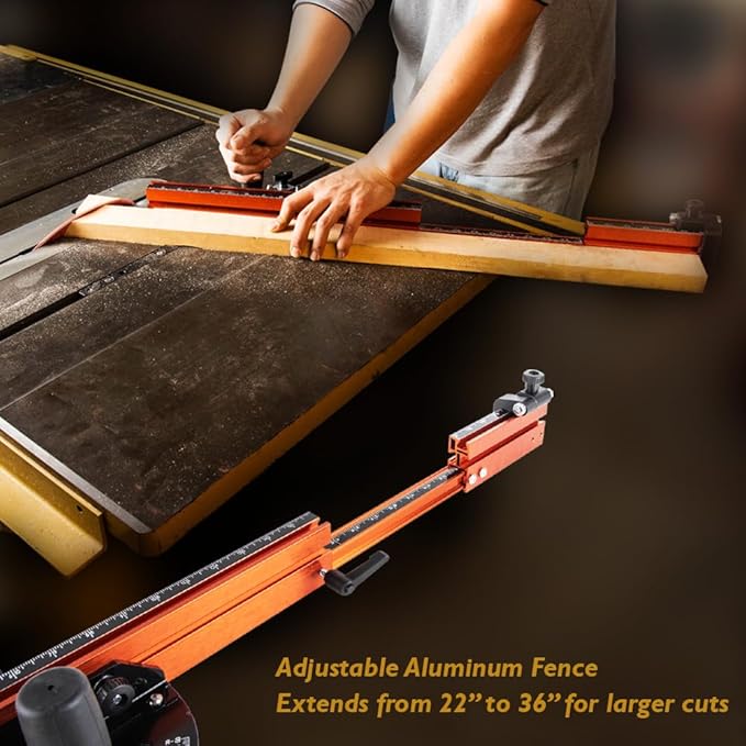 O’SKOOL Miter Gauge Extension Fence System with Standard Slot and Stop Holes,Telescoping Fence and Flip Stop