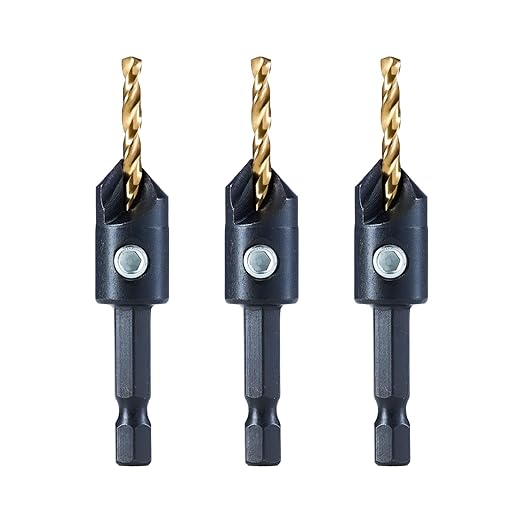 toolant 3pack#12 Silence Countersink Drill Bits Set for US Wood Screw, High-Speed Steel Counter Sink Drill Bit in One Step