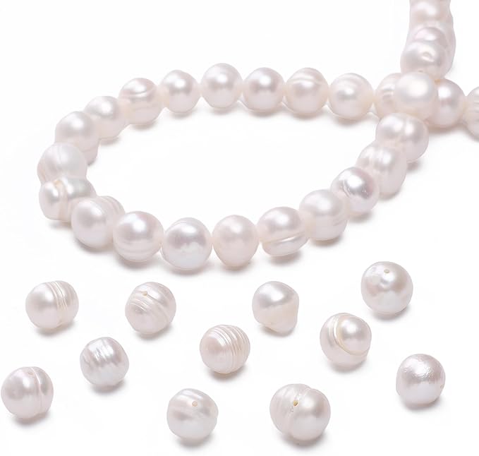Natural Pearl Beads Potato 9-10mm White Freshwater Cultured Loose Gemstone Beads for DIY Jewelry Making 13.8''/Strand HQ