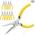 BOOSDEN 5" Needle Nose Pliers-10 Pack, Long Nose Pliers Set with Side Cutter, Mini Fine Needle Nose Pliers with Serrated Jaws, Precision Small Needle Nose Pliers for Jewelry Making/Electronics/Craft