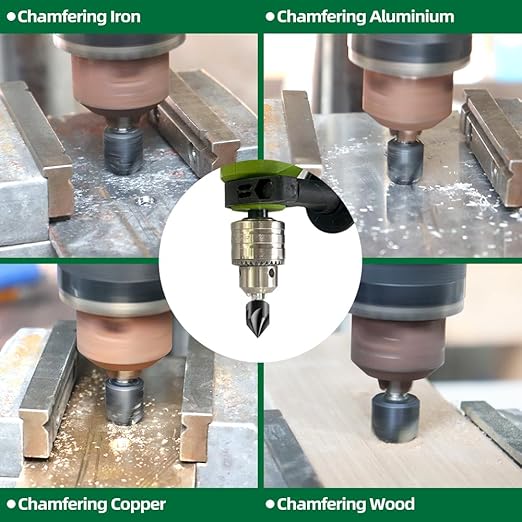Countersink Drill Bit Set - M35 HSS TIALN Coated Countersink Drill Bit for Stainless Steel Iron Aluminum Copper, 5pcs 1/4"-3/4" Countersink Chamfer Bit Quick Change Shank Fixed On Drills