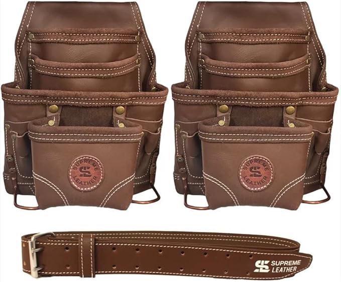 Professional Leather Tool Bag, Top-Grain Leather, Organizer, Protects Tools, Enhances Work Efficiency