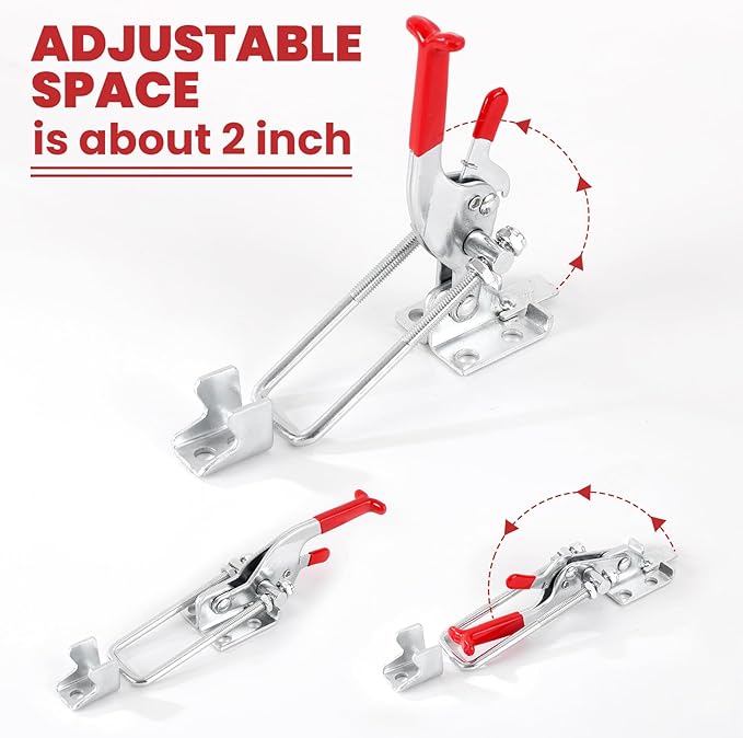 8 Pack Heavy Duty Toggle Clamp Latches 431 Type, 2000Lbs Holding Capacity Adjustable Latch U Bolt Self Lock Toggle Latch Smoker Lid Latch for Tire Carrier Latch Trailer Latch Door Latch Hardware