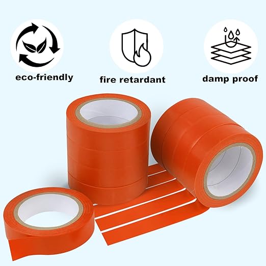 Romeda 9 Pack Electrical Tapes, Electrical Tape Water, Sun, and Oil Resistant, Electrical Tape is Suitable for Most Domestic, Commercial, and Industrial environments - Orange
