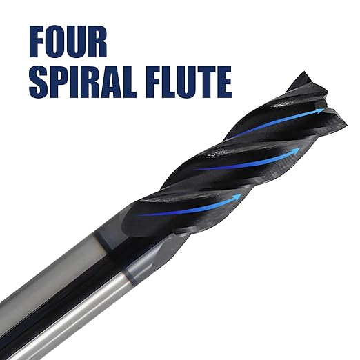 6 Pcs 1/8" Carbide Square End Mill, 4 -Flute TIALN Coated CNC Mill Bits for Steel, Alloy Steels, Hardened Steel, End Mills for Precision Milling Tasks, DIYers & Professionals