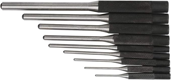 9pcs Steel Roll Pin Punch Set Mechanics Professional Removing Repair Tool with Carrying Bag for Automotive Watch Repair Jewelry and Craft Repair