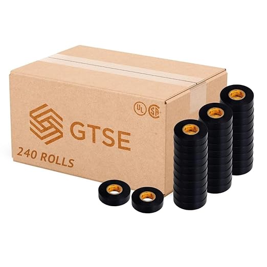 GTSE Black Electrical Tape, 240 Rolls Bulk Box – Waterproof, Industrial Grade Vinyl, 3/4 in x 66ft– Strong Self-Adhesive PVC Electric Tape for Wire Insulation, 7 Mil, 600V – UL/CSA Listed
