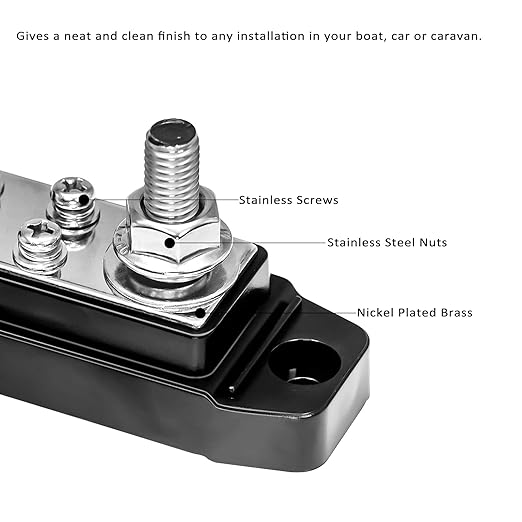RECOIL BBPG5 Busbar Positive and Negative 2 x 5/16” Studs and 8 x #8 Screw Terminals Power Distribution Block with Ring Terminals
